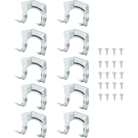 Sollbry Paquete de 10 ganchos de almacenamiento de metal plateado para garaje, ganchos de pared utilitarios con tornillos para herramientas de jardín, bicicletas y escaleras. (1/4)