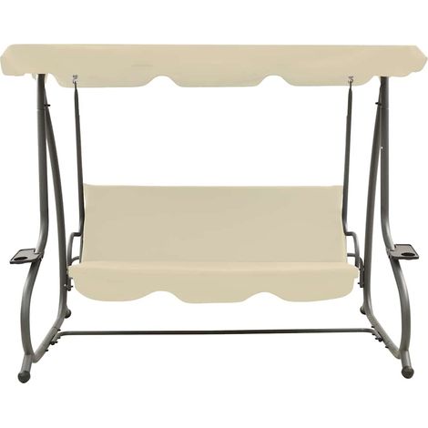 Maison Exclusive - Panchina a Dondolo da Giardino con Baldacchino Bianco Sabbia (1/5)
