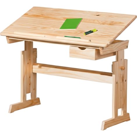 Escritorio Carfizzi, Material de Tablero en Madera Maciza, Color Marrón, Tono Roble, 109x55x63h cm Marrón Roble