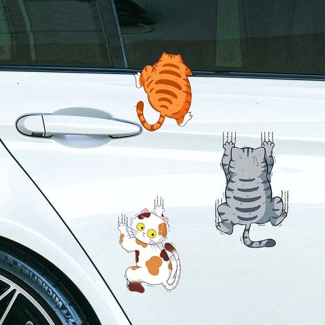 Autocollant chat pour voiture (9 x 5,7 cm), autocollant 3D chat et chaton, autocollant de voiture à personnaliser soi-même pour vitre de voiture (1/3)