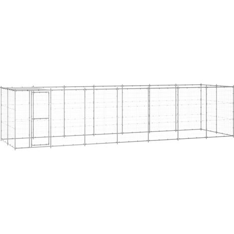 Maison Exclusive - Outdoor-Hundezwinger mit Überdachung Verzinkte