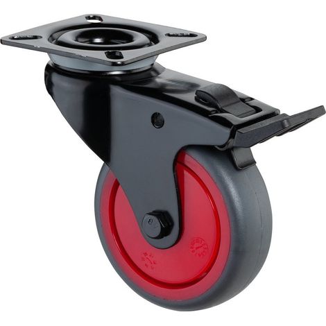 BS-R Apparate-Lenkrolle, Gehäuse schwarz, mit Totalfeststeller,Rad Ø 75 TPR,60kg (1/2)