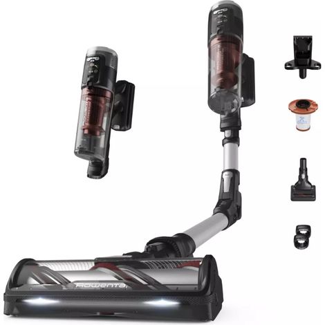 Aspirateur balai 2en1 rechargeable 380w rouge et aluminium - Rowenta - RH9A76E0 (1/5)