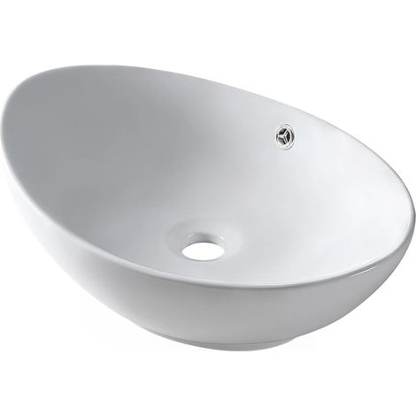 BALNEO - Vasque à poser ZERRA 59x39 cm blanche en céramique - Lavabo à poser (1/5)