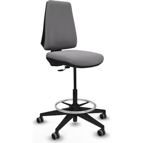 Taburete Elche CP similpiel gris base piramidal ruedas 65mm engomadas