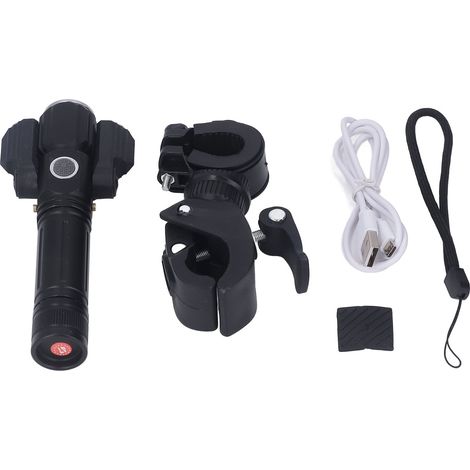 Multifunktionale Dreifach-Taschenlampe aus Aluminiumlegierung und ABS, 2600 mAh, USB-aufladbar, flugzeugförmig, mit Ständer für Outdoor-Abenteuer und Radfahren. (1/5)