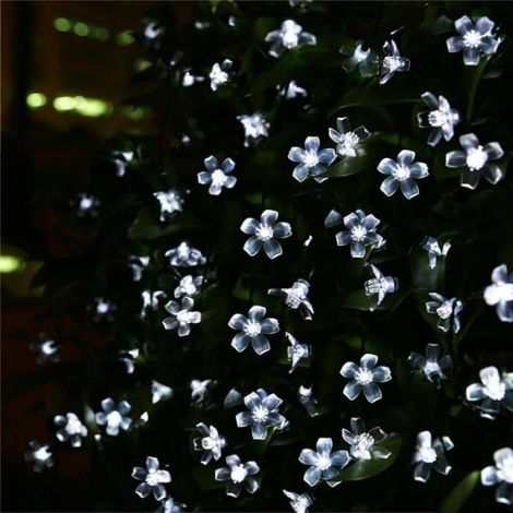 1 Guirlande lumineuse solaire, 8 modes, 12m, 100 LED, blanc, fleur, jardin, fête, décoration maison (1/3)