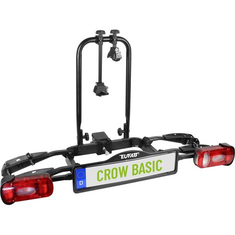 Eufab – Porte-vélos pliable 2 vélos sur attelage – Charge maximale 50 kg – Fixation rigide avec sangles – Rails en acier robuste (1/10)