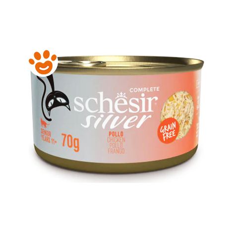 Schesir Cat Senior Silver Filetti di Pollo  - Schesir Cat Senior Silver Filetti di Pollo - Lattina Da 70 Gr