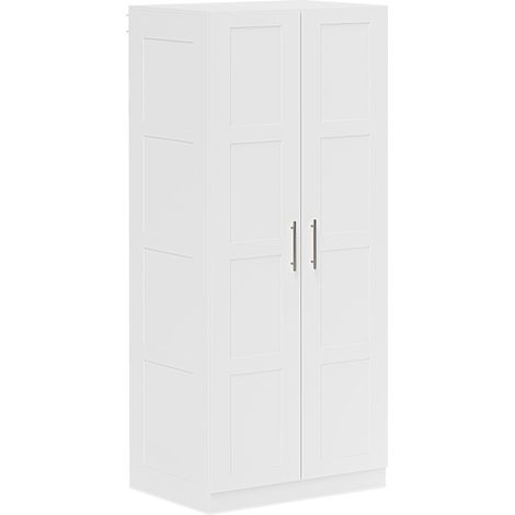 White Double Panel Wardrobe with Shelves for Stylish Storage Solutions (1/5)