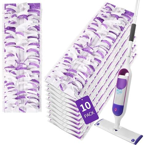 Lot de 10 tampons jetables pour balai Power : compatibles avec les recharges pour balai Power Swiffer, rechanges de nettoyage de sol sans parfum, adaptés au nettoyage des surfaces et des sols en bois (1/5)