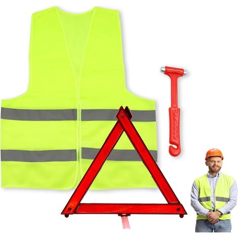 Triangle et Gilet Jaune pour Voiture,Kit Voiture,Triangle de Signalisation Voiture,Triangle Voiture,Foldable Space-Saving Warning Triangles (1/5)