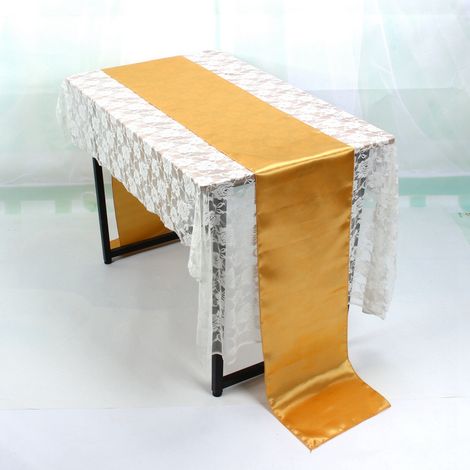Chemin de table 30 x 275 cm pour décoration de table de banquet de mariage (Or) (1/4)