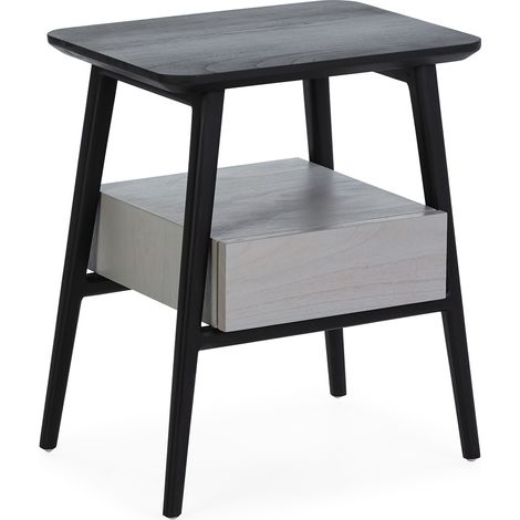 Table de chevet 50x38x60 Bois Noir/Gris Patiné (1/3)
