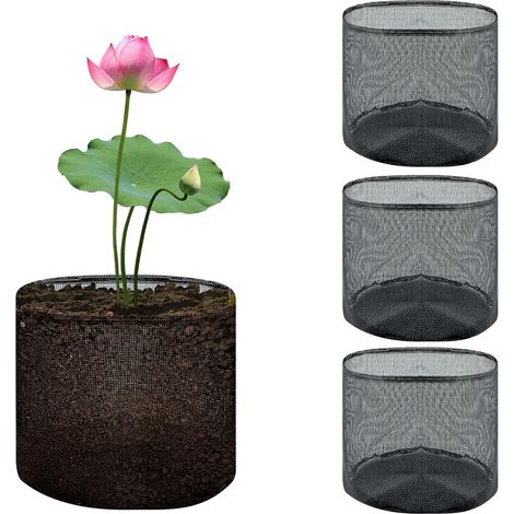 Lot de 4 grands sacs de plantation hydroponiques réutilisables en maille hydroponique pour étang 18 cm de hauteur x 18 cm de diamètre (rond)