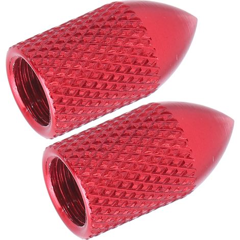 Lot de 2 bouchons de valve Schrader en alliage d'aluminium, pour pneus de vélo (rouge). (1/5)
