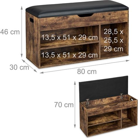 Panca portascarpe con contenitore multifunzionale soggiorno 120 x 40 x 40 cm in legno marrone scuro 130016439