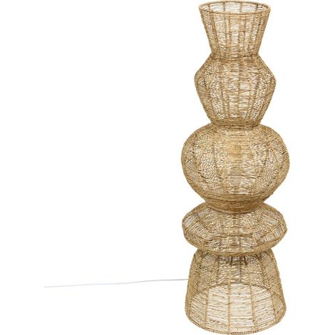 Lampadaire en jute et acier design Naturel 37x37x109 cm (1/5)