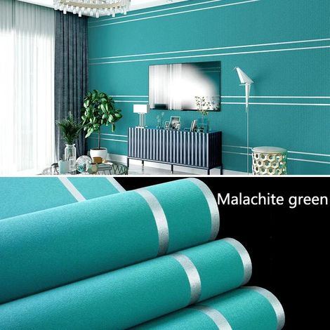 (Vert, 53 cm x 9,5 m) Papier peint intissé moderne et minimaliste pour salon, à utiliser comme fond de télévision ou pour décorer un mur. (1/4)