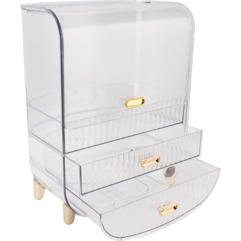 Kosmetik-Organizer für Zuhause, Schlafzimmer, Kommode, Behälter für Gesichtsmasken, Lippenstifte, Deckel, Schublade, Regal, transparent (1/5)