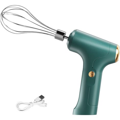 Un batteur à œufs électrique, facile à utiliser, rechargeable par USB, en plastique, idéal pour la cuisine - vert. (1/5)