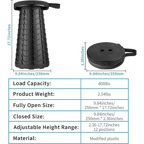 Tabouret pliant vendu par lot de 2, léger mais plus robuste avec une capacité de charge de 180 kg, P amélioré (1/5)