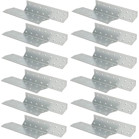 KOTARBAU Lot de 12 ancrages à chevrons 210 x 40 mm - Équerre droite en acier pour renforcer les constructions en bois (1/5)