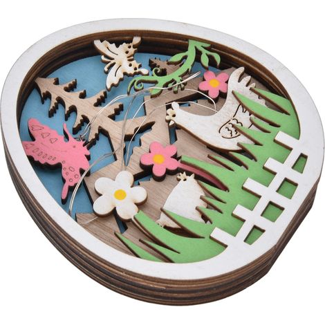 Œufs de Pâques LED en bois, guirlande lumineuse créative printemps, décoration de table lumineuse avec batterie intégrée. (1/5)