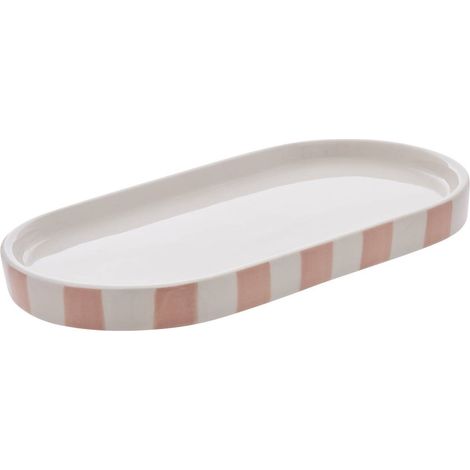 Vassoio strio in gres 24cm grano a righe rosa - 5five