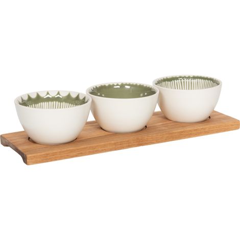 Table Passion - Service apéritif 3 pièces vert Tamara 32 cm (1/5)