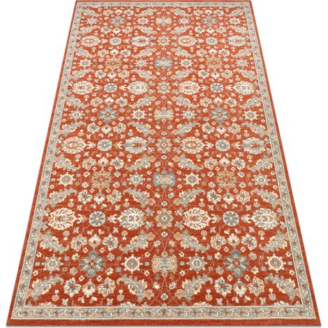 Alfombra de lana SOHO 477.07.LA300 OSTA - Flores, estructura, natural terracota / azul orange 160x240 cm