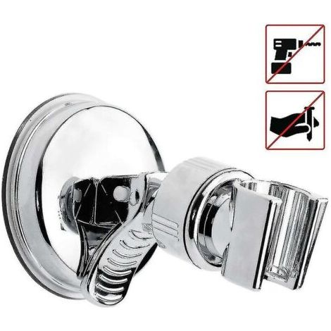 Supporto per soffione doccia con potente ventosa, fissaggio a parete per il bagno (argento) (1/3)