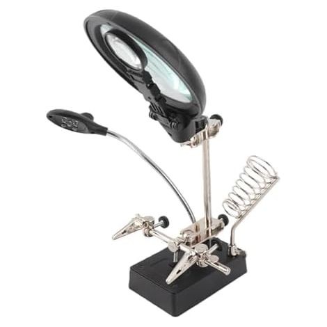 Magnifying Glass with LED Light, 2.5 x / 7.5 x / 10 x Magnifying Glass with Adjustable Stand Collar Black for Electronic Soldering, Model Making, Biological Observation, Reading (1/5)