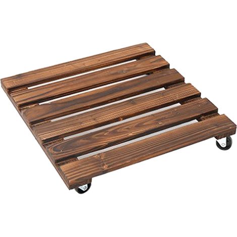 Support en bois pour plantes avec roulettes silencieuses, stand carré pour pot de fleurs grand extérieur intérieur (1/5)