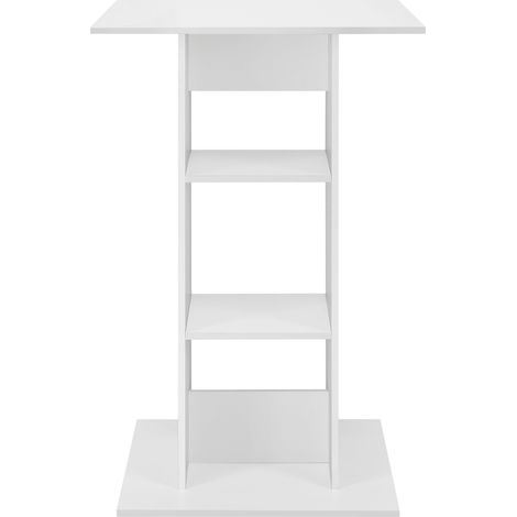 Table de bar bistrot avec 3 étagères de rangement 110 cm blanc (1/4)