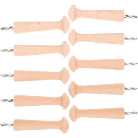 10 crochets muraux bois, 3,8 pouces, pour vêtements et clés (1/5)