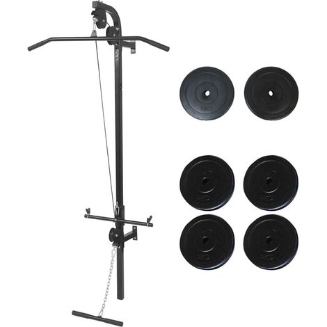 Fitnessstation Wandmontage mit Gewichtsscheiben 40 kg