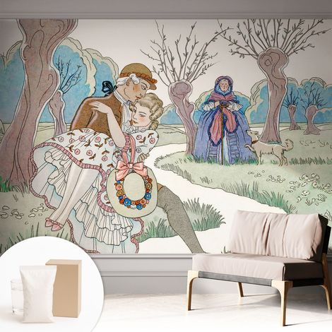 Papier peint intissé avec imprimé installation simple qualité excellente sans désordre - Colle incluse gratuite Scène romantique 312x219 cm (1/5)