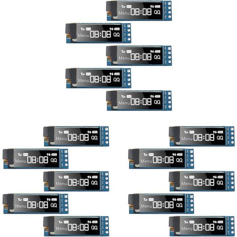 15 modules d'affichage I2C, module d'affichage OLED I2C de 0,91 pouce, pilote d'écran OLED I2C, CC 3,3 V-5 V (lumière blanche) (1/5)