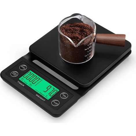 Bilancia elettronica portatile - Bilancia intelligente per caffè da esterno e da cucina - Bilancia per caffè filtro con display LCD e gradazioni - 5 kg, precisione 0,1 g, materiale ABS - Adatta per al