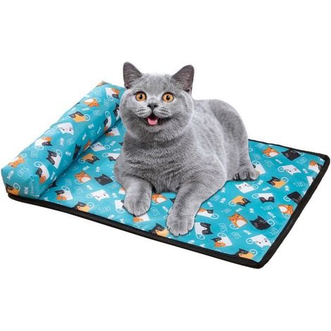 Tapis rafraîchissant en soie glacée avec oreiller pour chiens et chats de petite, moyenne et grande taille (1/5)