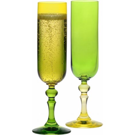 Flûtes à Champagne Jaune-Vert, lot de 2, 220 ml, Collection Bubble (1/5)