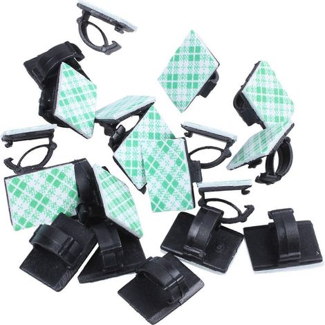 Lot de 20 attaches-câbles autocollantes pour voiture, supports de câbles, organisateurs de fils, serre-câbles, organiseurs de bureau-AquaForge (1/5)