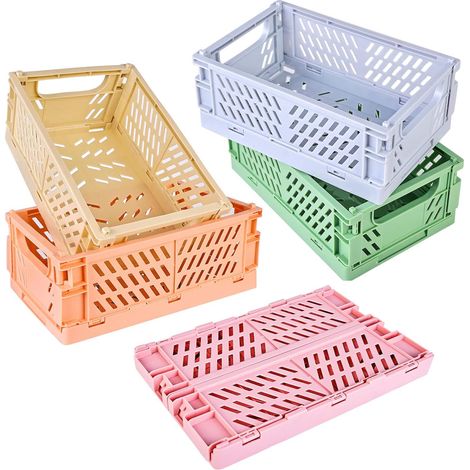 Caisse Rangement Pliante, Paniers de Rangement, 5 PCS Boîtes Plastiques pour Jouets, Tissus et Cuisine (1/5)