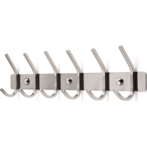 TOJ Living Porte-manteau mural 12 crochets – Patère murale / porte-serviettes – Style industriel & moderne – Acier inoxydable – 46 cm – argent (1/5)