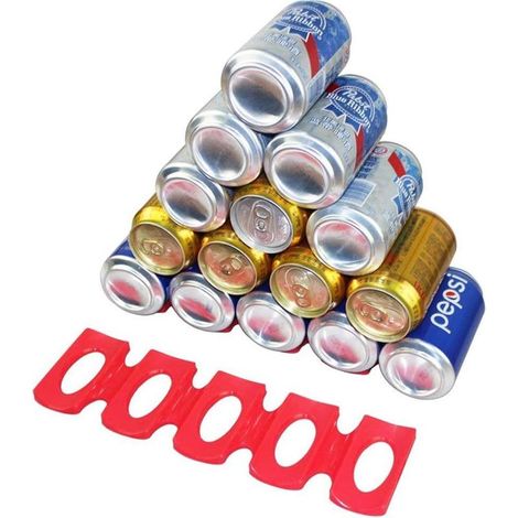 Hochwertiges Silikon-Aufbewahrungsregal, roter, faltbarer Kühlschrankdosenhalter, Bierhalter, Kühlschrank-Aufbewahrungstablett, Küchenorganizer - Sunny (1/4)
