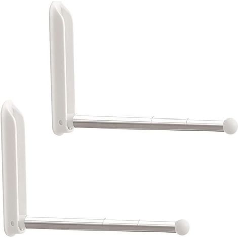 Deux portants à vêtements pliables et muraux conviennent au rangement des vêtements dans la chambre ou la salle de bain. (1/5)