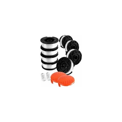 Carrete de hilo para desbrozadoras Black & Decker, 8 carretes de hilo con 2 tapas y 2 resortes - Crezuo (1/4)