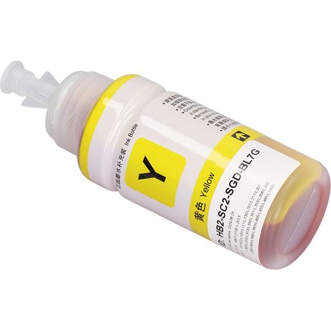 Encre jaune compatible Epson 672 pour imprimantes L360, L380, L351, L1300, L383, L565 - cartouche recharge, couleur dorée (1/5)