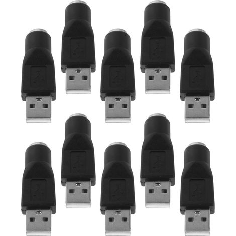 10 Pièces Adaptateur USB Femelle vers Mâle Convertisseur PS pour Souris et Clavier Compatible PC Bureau Portable Connexion Stable et Plug-and-Play (1/4)